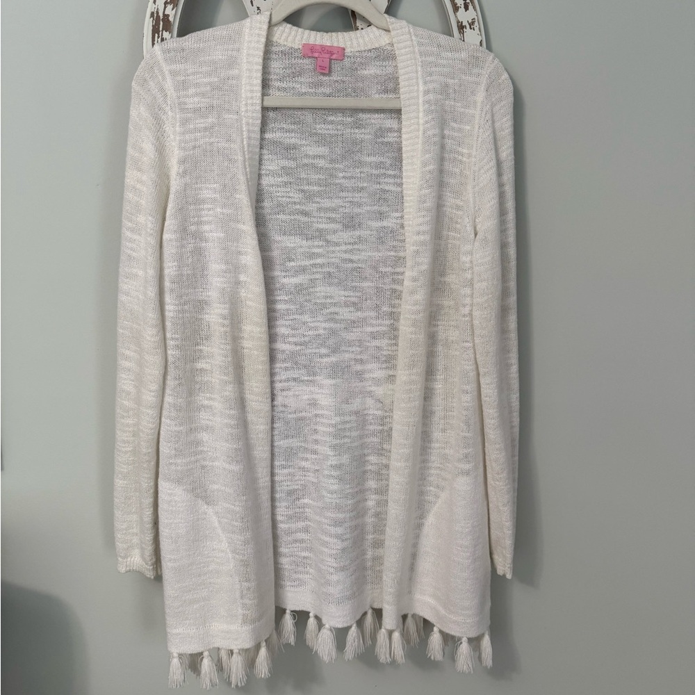 Lilly Pulitzer tatum White Open-Front Cardigan Sweater
